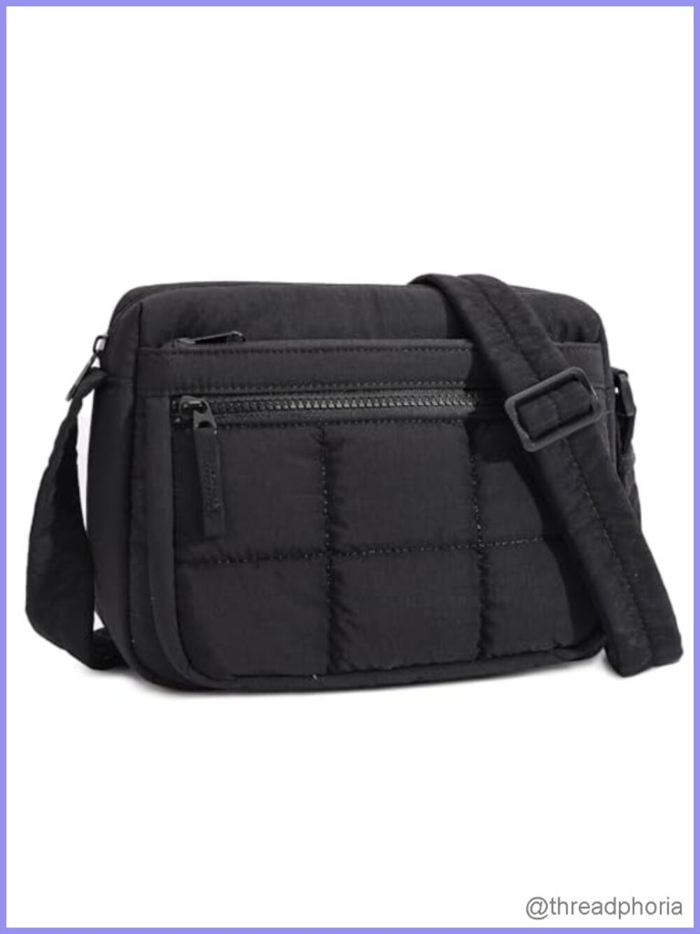 Quilted Nylon Crossbody Bag Water-Resistant Shoulder Purse with Pockets